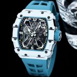 RICHARD MILLE RM35-03 Series White Quartz Fiber Blue Rubber Strap Watch